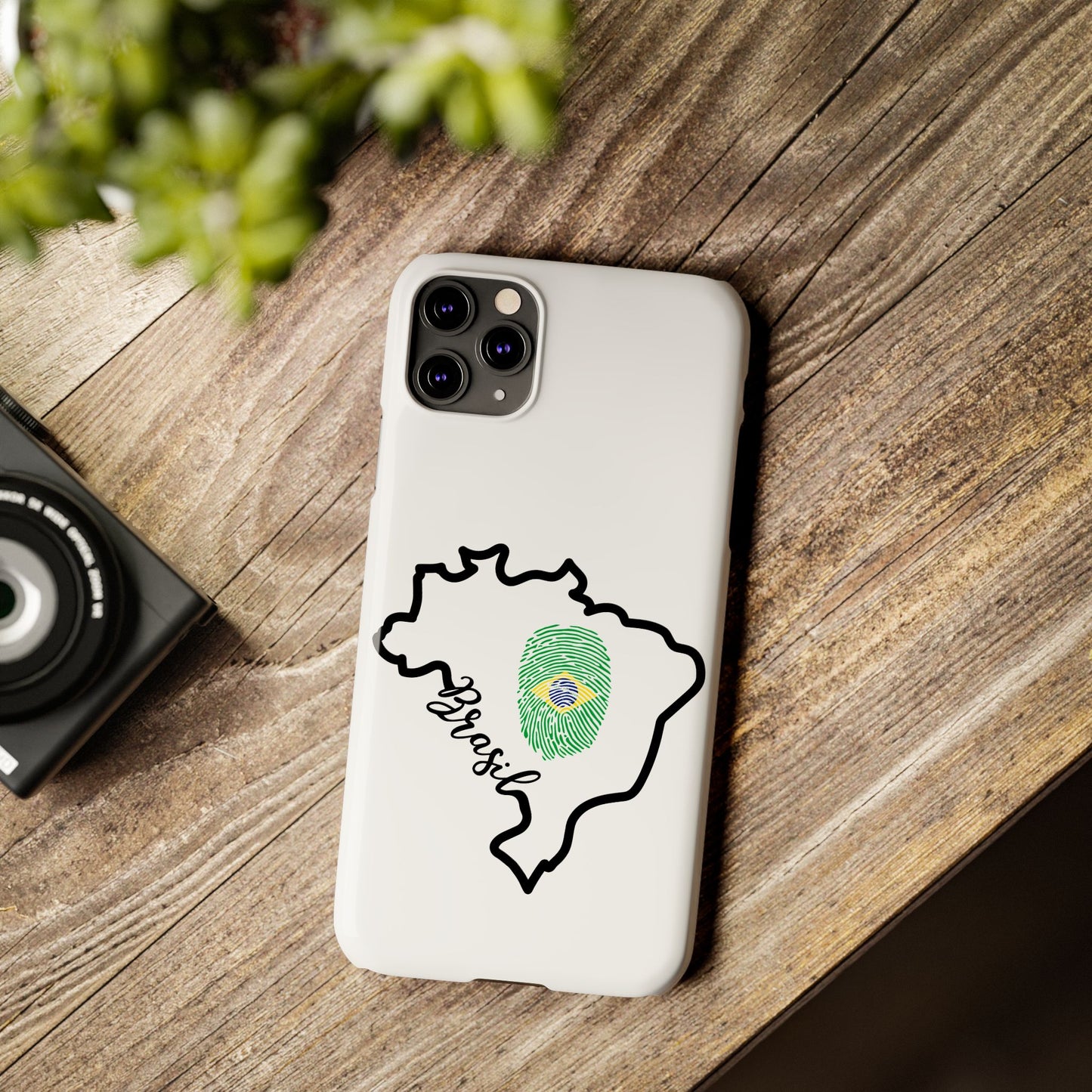 Capa de Celular iPhone X Slim, XR, XS, 7 a 15 - Branco - Bandeira Brasileira