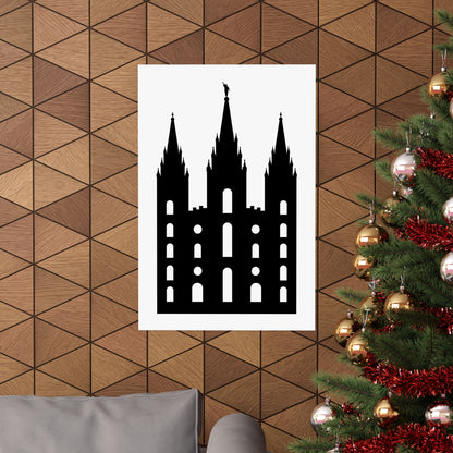 Black and White Salt Lake City Temple Art Print - Mormon Faith