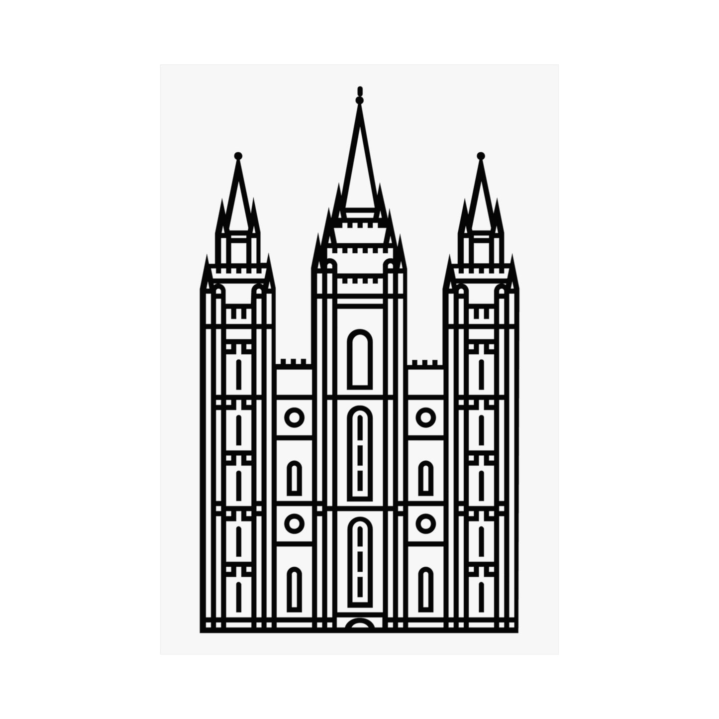 White and Black Salt Lake City Temple Art Print - Mormon Faith