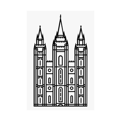 White and Black Salt Lake City Temple Art Print - Mormon Faith