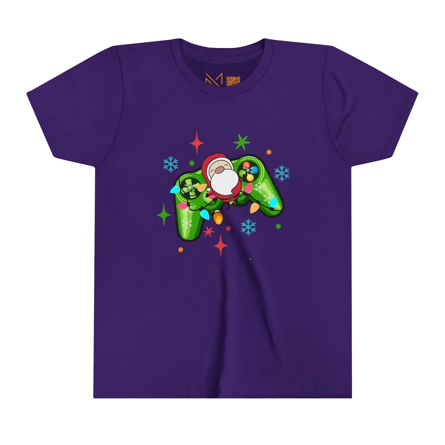 Christmas Gamer Youth Tee with Santa and Controller Design - 6 to 19 years old