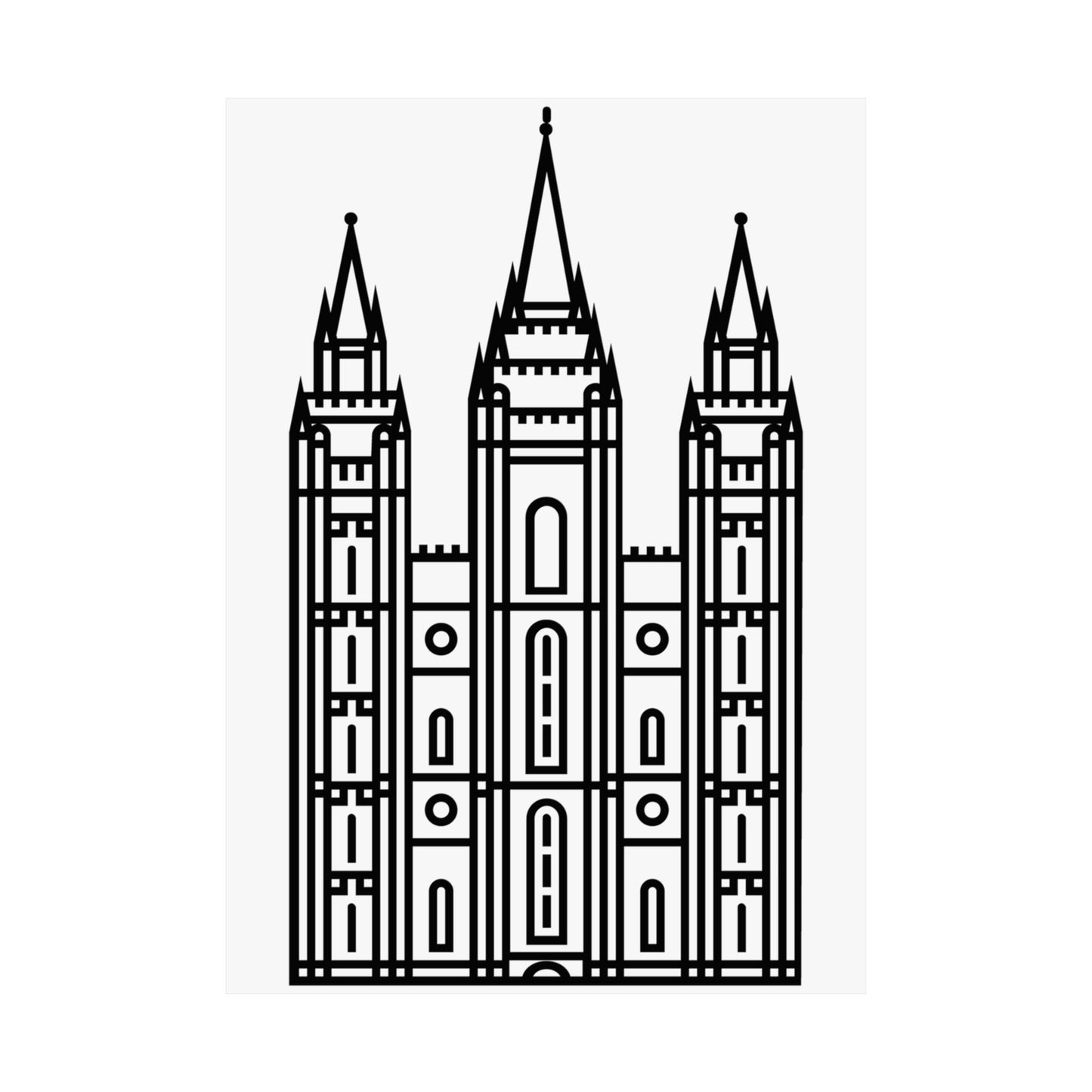 White and Black Salt Lake City Temple Art Print - Mormon Faith