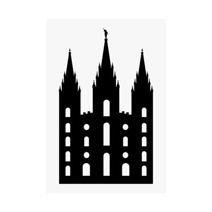 Black and White Salt Lake City Temple Art Print - Mormon Faith