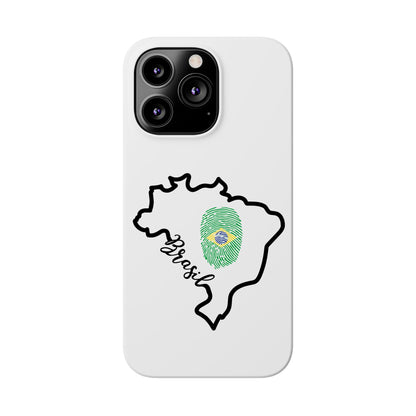 Capa de Celular iPhone X Slim, XR, XS, 7 a 15 - Branco - Bandeira Brasileira