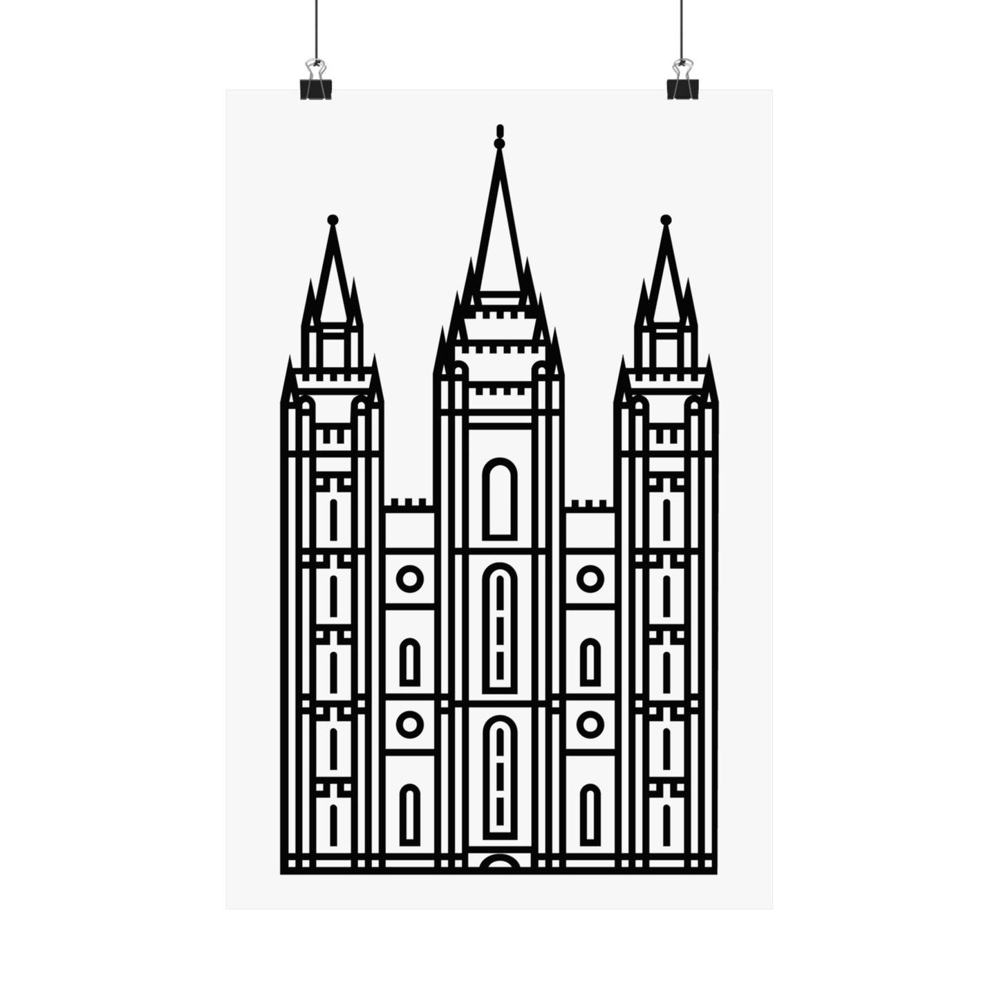 White and Black Salt Lake City Temple Art Print - Mormon Faith