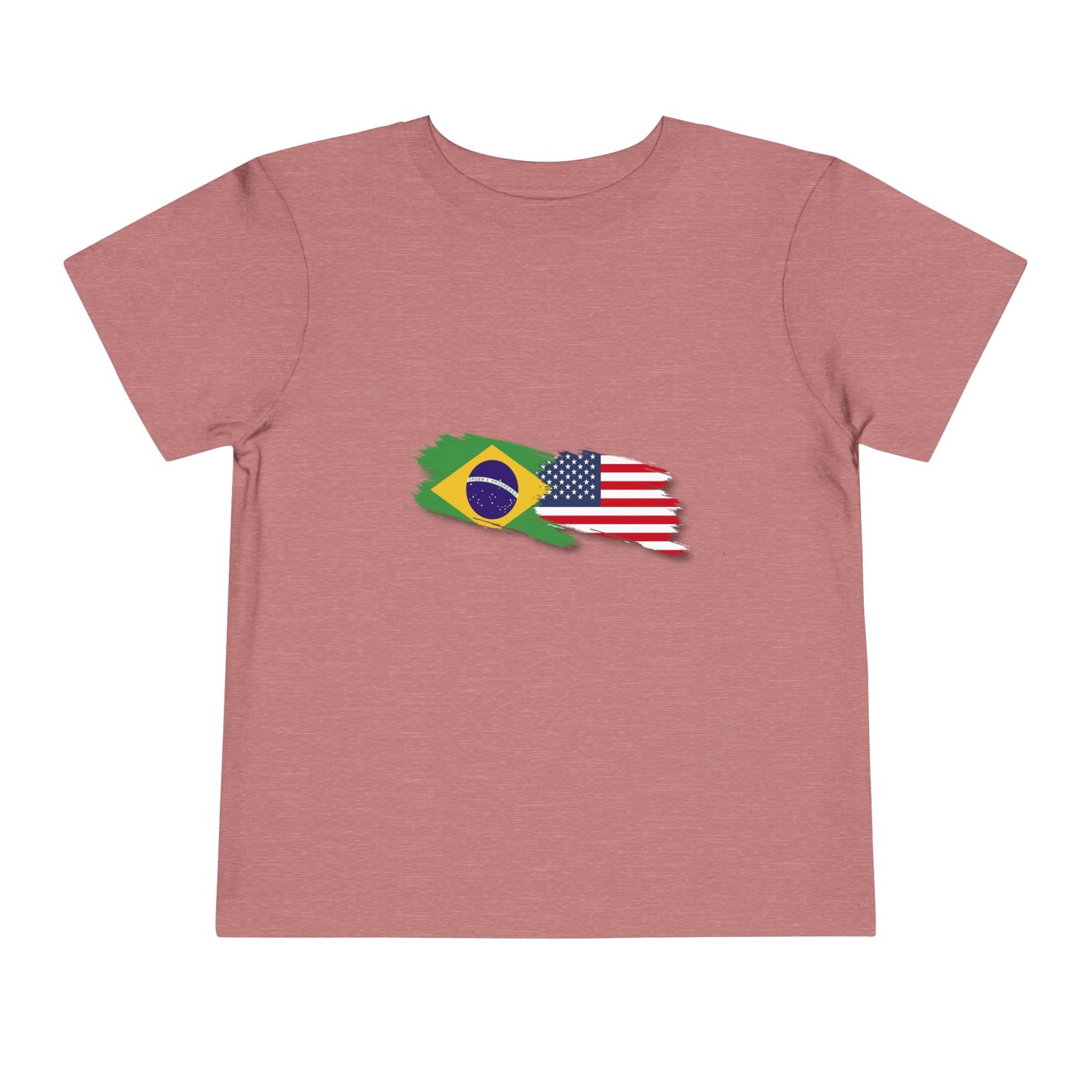 Toddler T-Shirt with Brazilian and American Flag Design - 2T to 5T - 2 a 5 anos