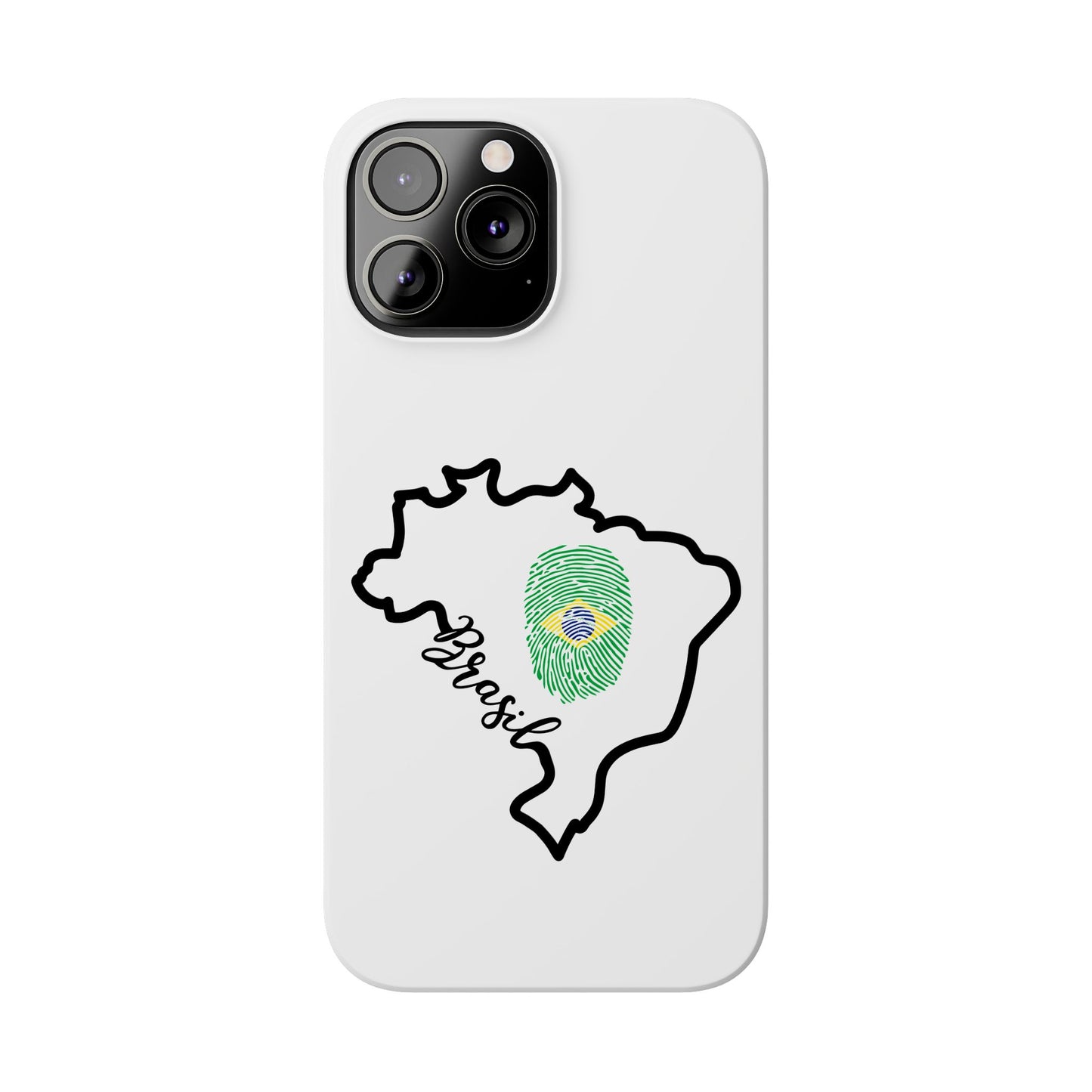 Capa de Celular iPhone X Slim, XR, XS, 7 a 15 - Branco - Bandeira Brasileira