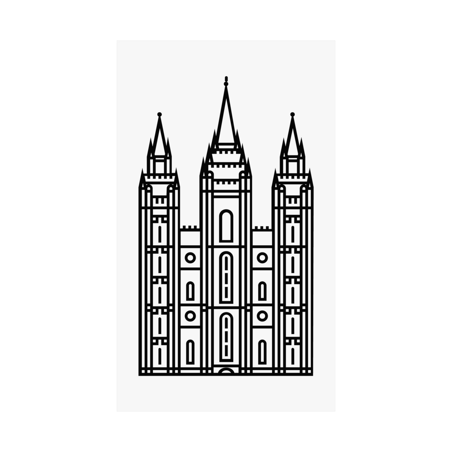 White and Black Salt Lake City Temple Art Print - Mormon Faith