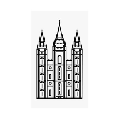 White and Black Salt Lake City Temple Art Print - Mormon Faith