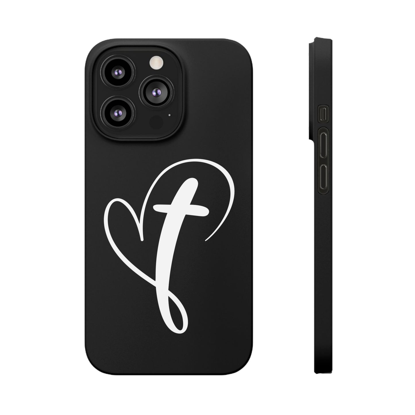 Minimalist Heart & Cross Phone Case - iPhone 11, 12, 13, 15, Samsung Galaxy