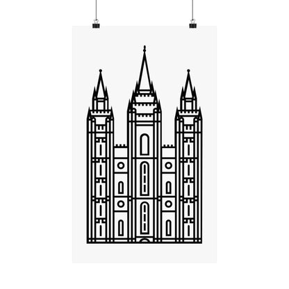 White and Black Salt Lake City Temple Art Print - Mormon Faith