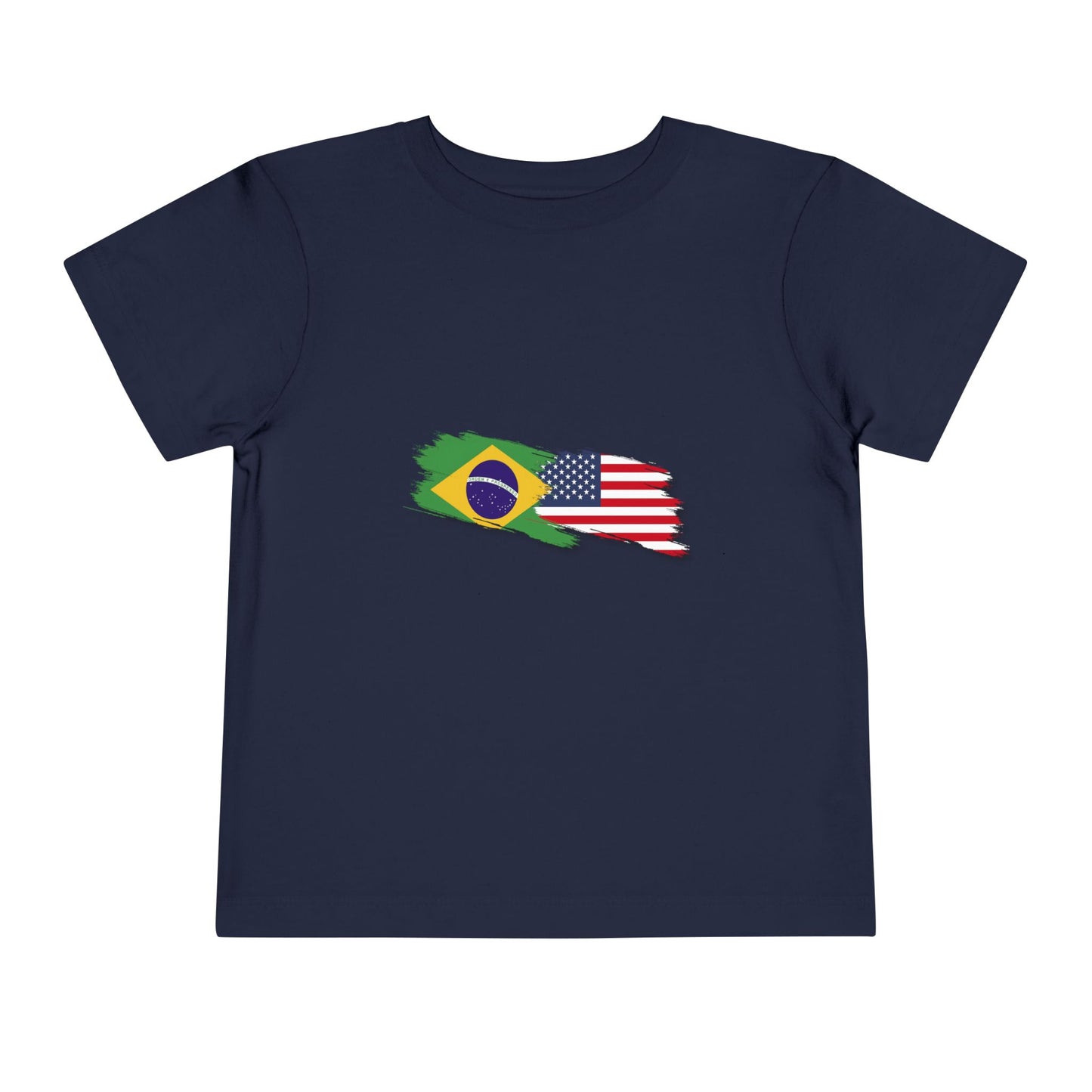 Toddler T-Shirt with Brazilian and American Flag Design - 2T to 5T - 2 a 5 anos