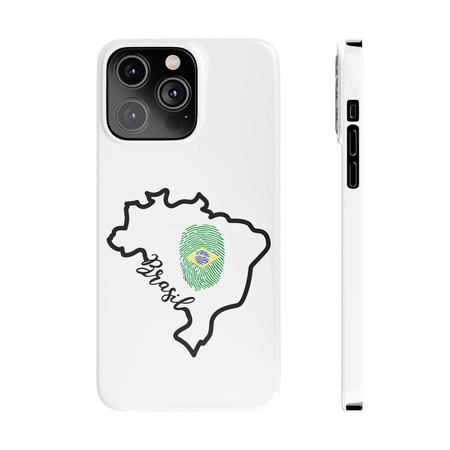 Capa de Celular iPhone X Slim, XR, XS, 7 a 15 - Branco - Bandeira Brasileira