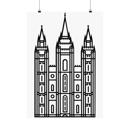 White and Black Salt Lake City Temple Art Print - Mormon Faith