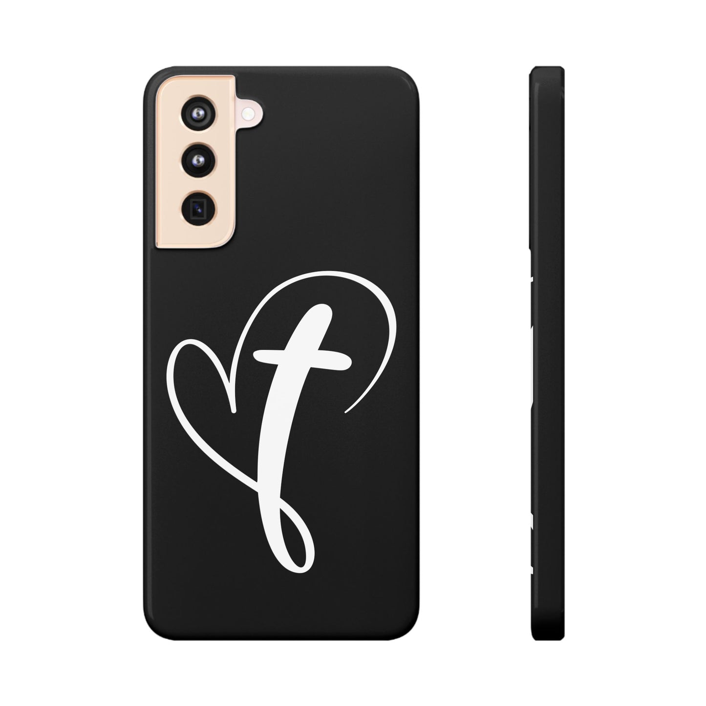 Minimalist Heart & Cross Phone Case - iPhone 11, 12, 13, 15, Samsung Galaxy