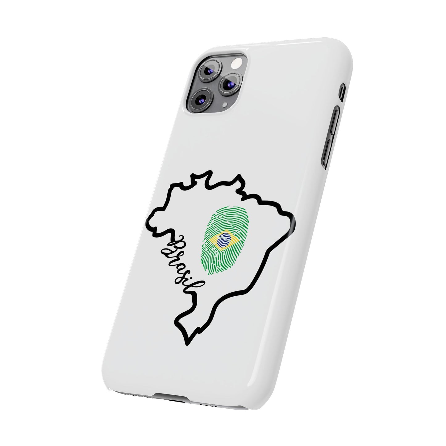 Capa de Celular iPhone X Slim, XR, XS, 7 a 15 - Branco - Bandeira Brasileira