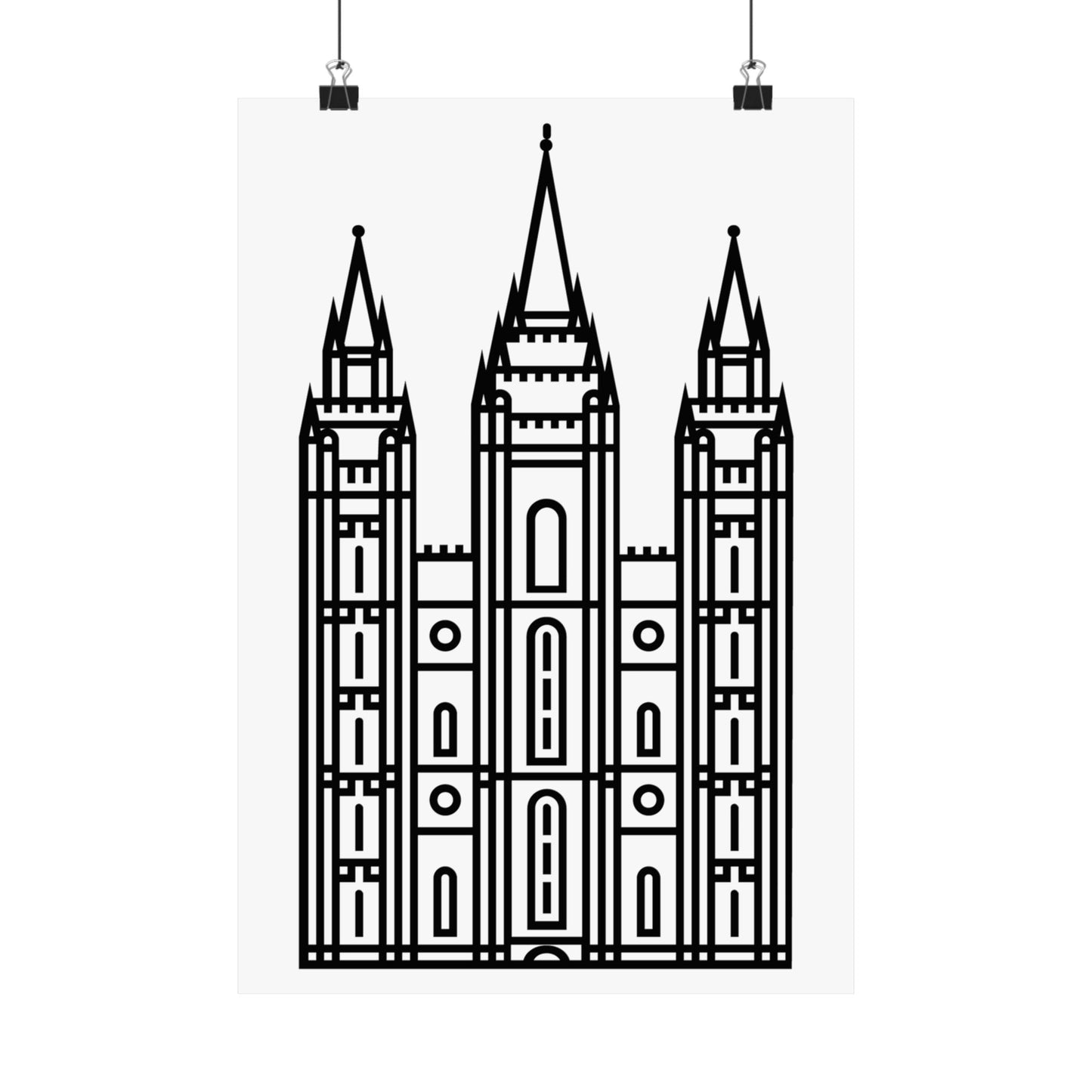 White and Black Salt Lake City Temple Art Print - Mormon Faith