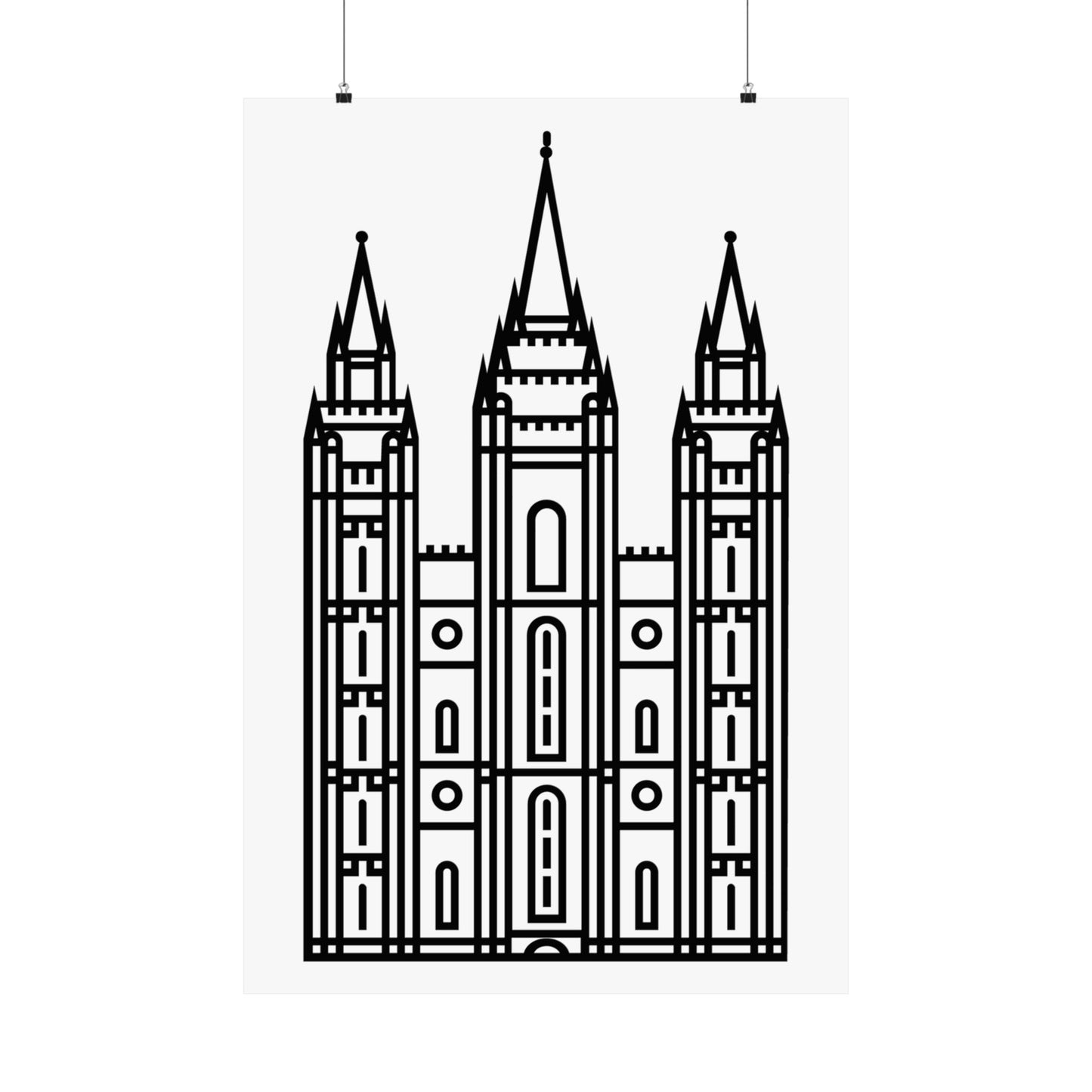 White and Black Salt Lake City Temple Art Print - Mormon Faith