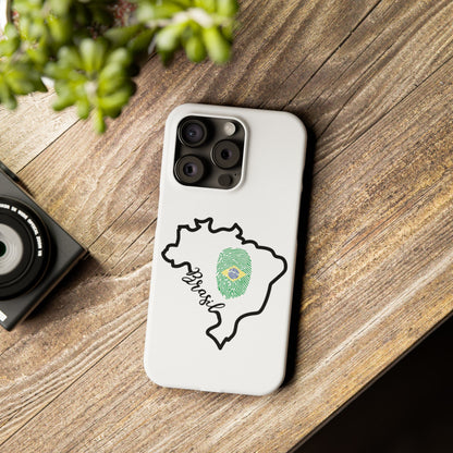 Capa de Celular iPhone X Slim, XR, XS, 7 a 15 - Branco - Bandeira Brasileira