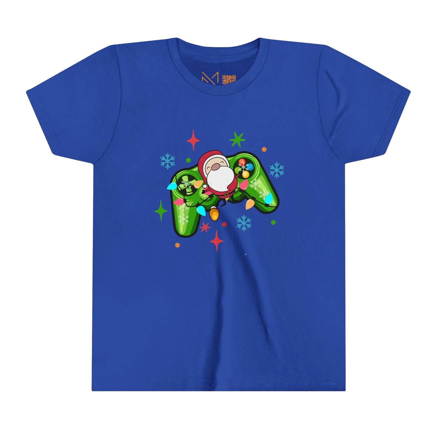 Christmas Gamer Youth Tee with Santa and Controller Design - 6 to 19 years old