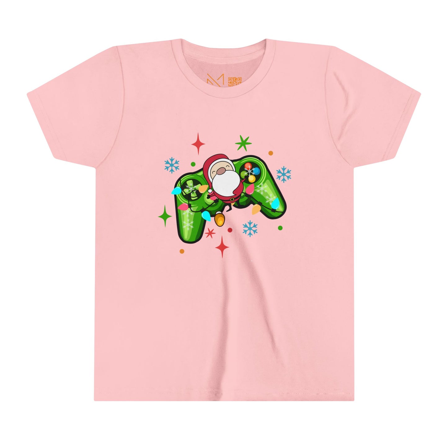 Christmas Gamer Youth Tee with Santa and Controller Design - 6 to 19 years old