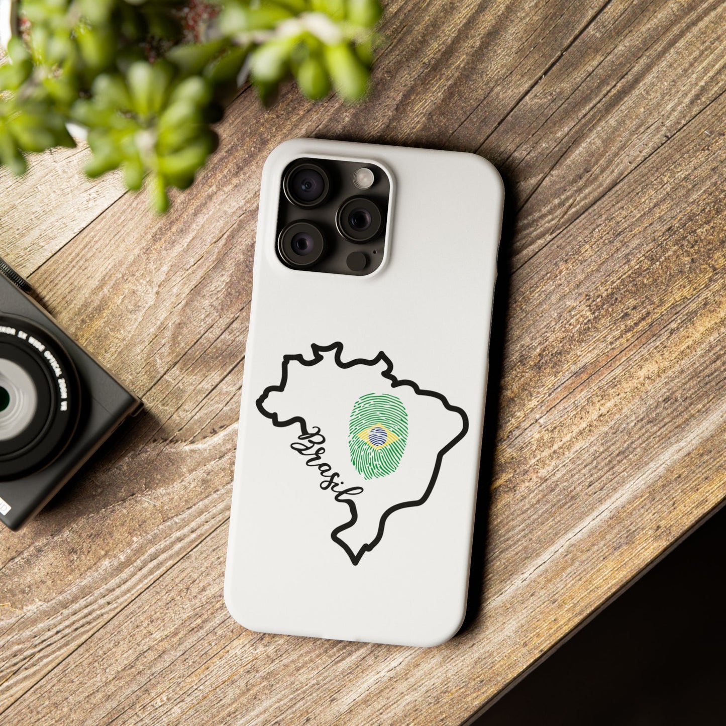 Capa de Celular iPhone X Slim, XR, XS, 7 a 15 - Branco - Bandeira Brasileira