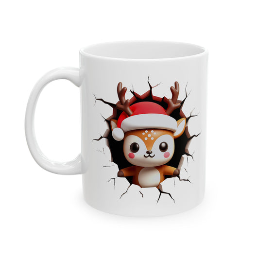 Reindeer Wall Break Ceramic Mug - Christmas