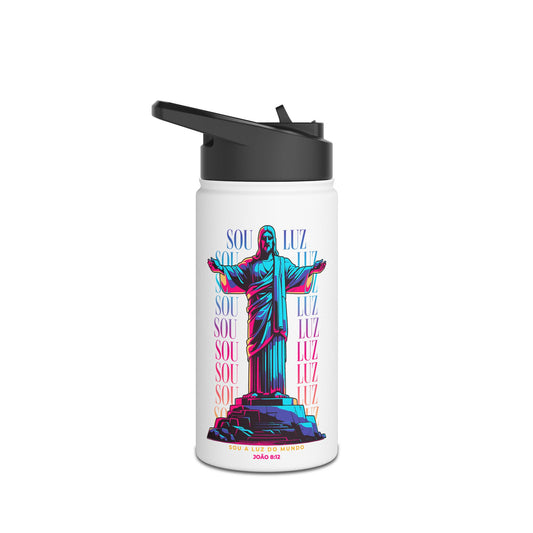 Cristo Redentor/Brasil/ Stainless Steel Water Bottle, Standard Lid 12oz (0.35 l) - Divine Faith Collection