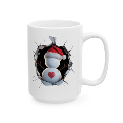 Funny 3D Hole Ceramic Mug - Snowman - Unique Gift for Coffee Lovers