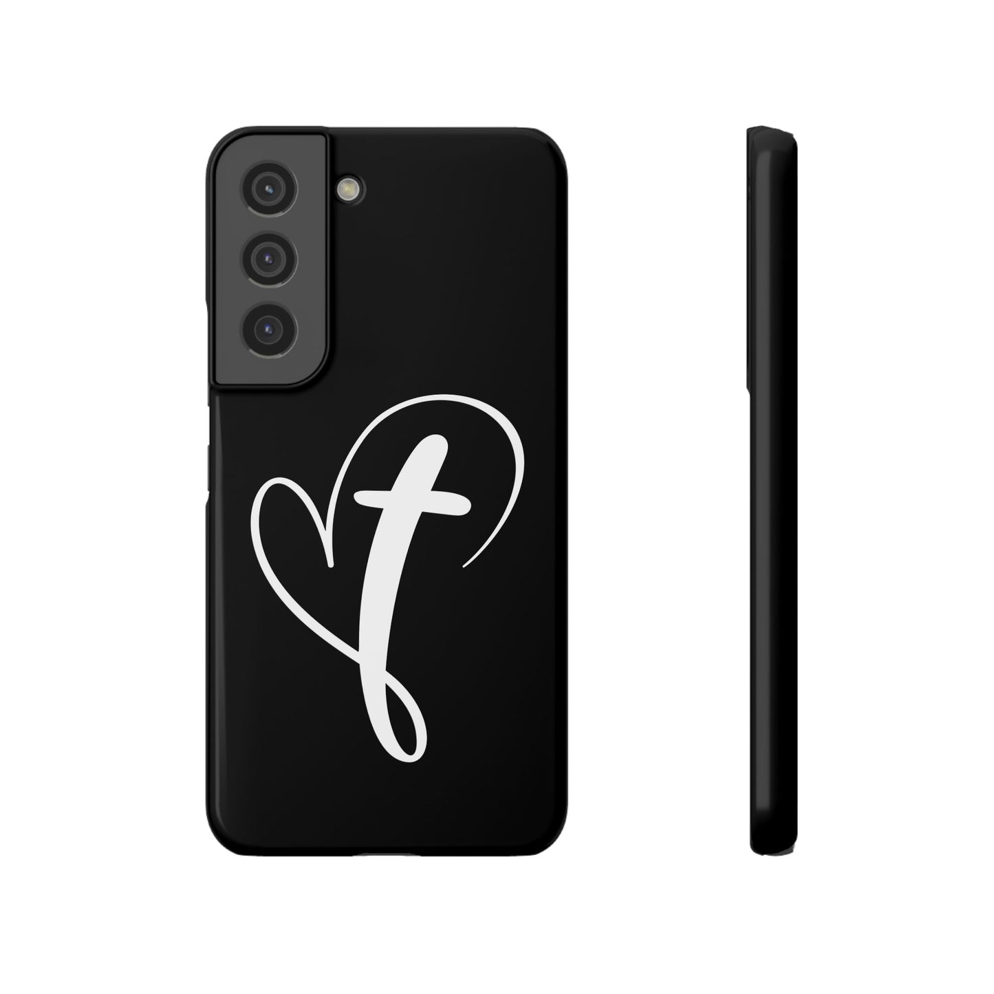 Minimalist Heart & Cross Phone Case - iPhone 11, 12, 13, 15, Samsung Galaxy