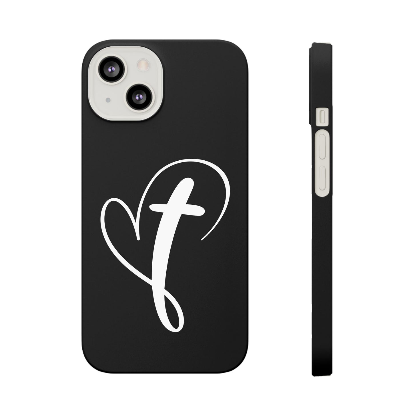 Minimalist Heart & Cross Phone Case - iPhone 11, 12, 13, 15, Samsung Galaxy