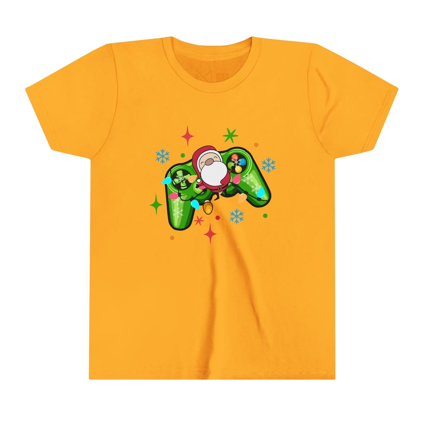 Christmas Gamer Youth Tee with Santa and Controller Design - 6 to 19 years old