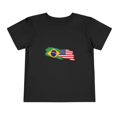 Toddler T-Shirt with Brazilian and American Flag Design - 2T to 5T - 2 a 5 anos