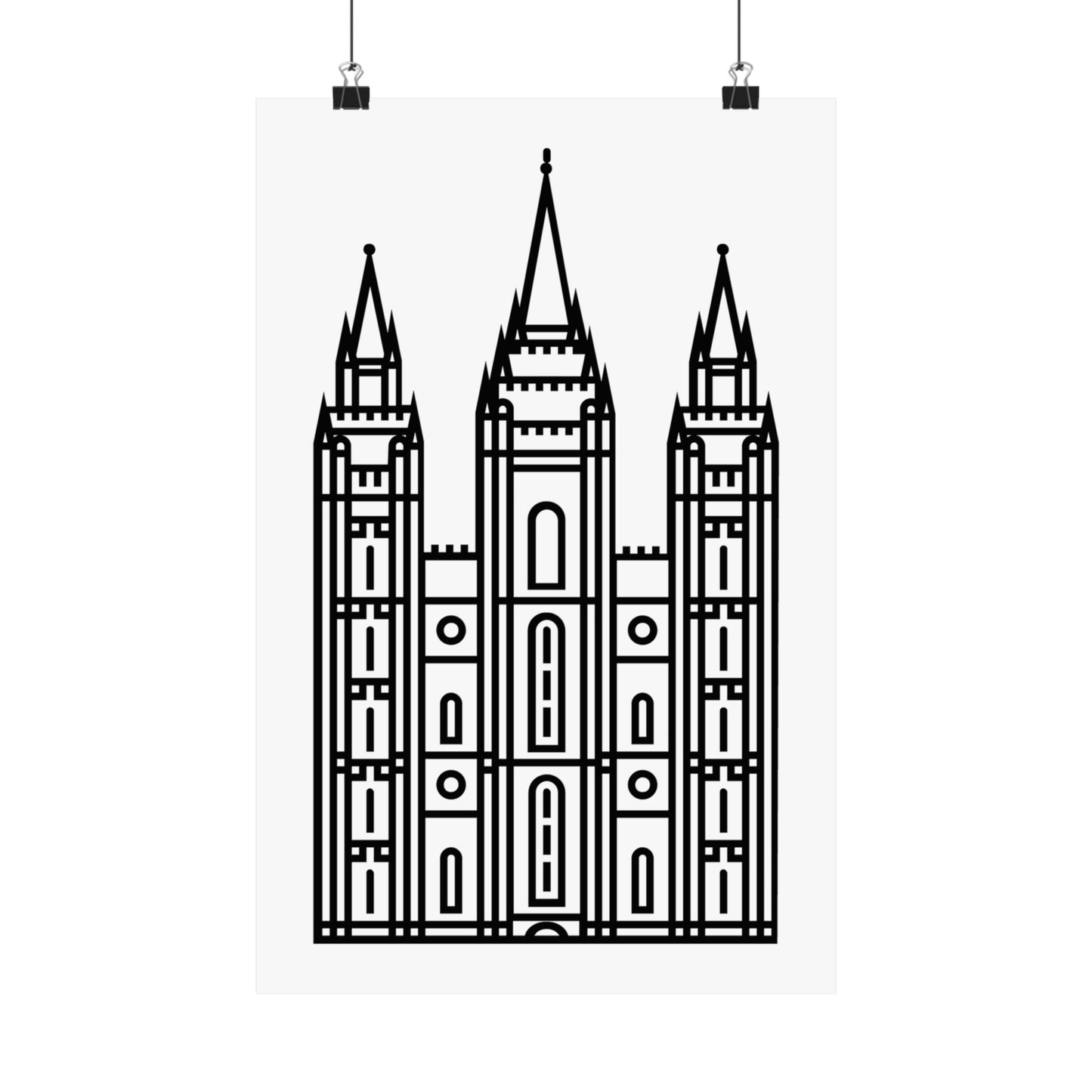 White and Black Salt Lake City Temple Art Print - Mormon Faith