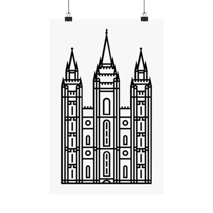 White and Black Salt Lake City Temple Art Print - Mormon Faith