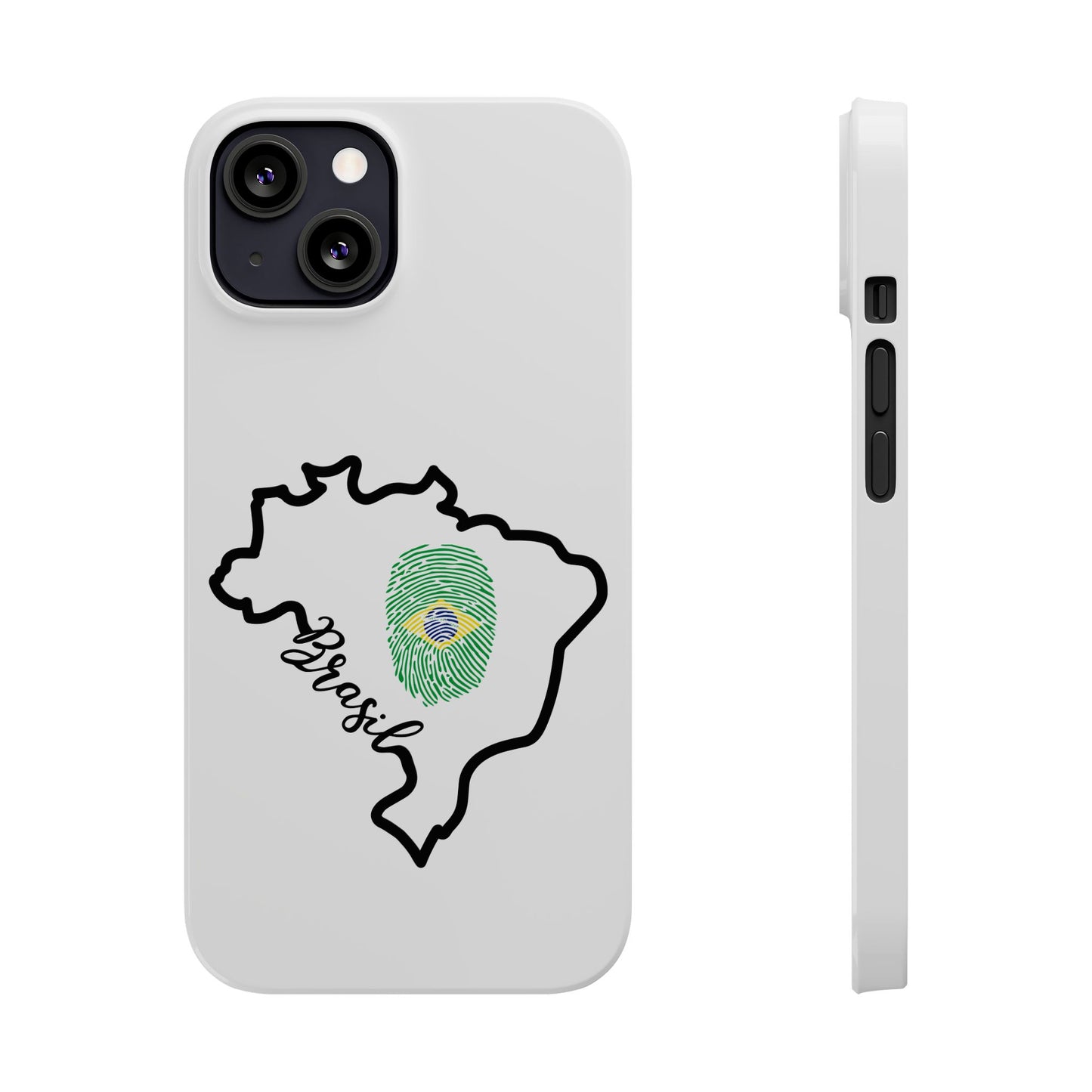 Capa de Celular iPhone X Slim, XR, XS, 7 a 15 - Branco - Bandeira Brasileira