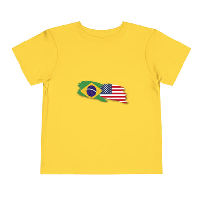 Toddler T-Shirt with Brazilian and American Flag Design - 2T to 5T - 2 a 5 anos