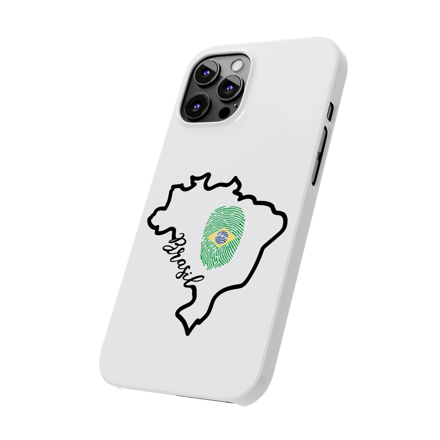 Capa de Celular iPhone X Slim, XR, XS, 7 a 15 - Branco - Bandeira Brasileira