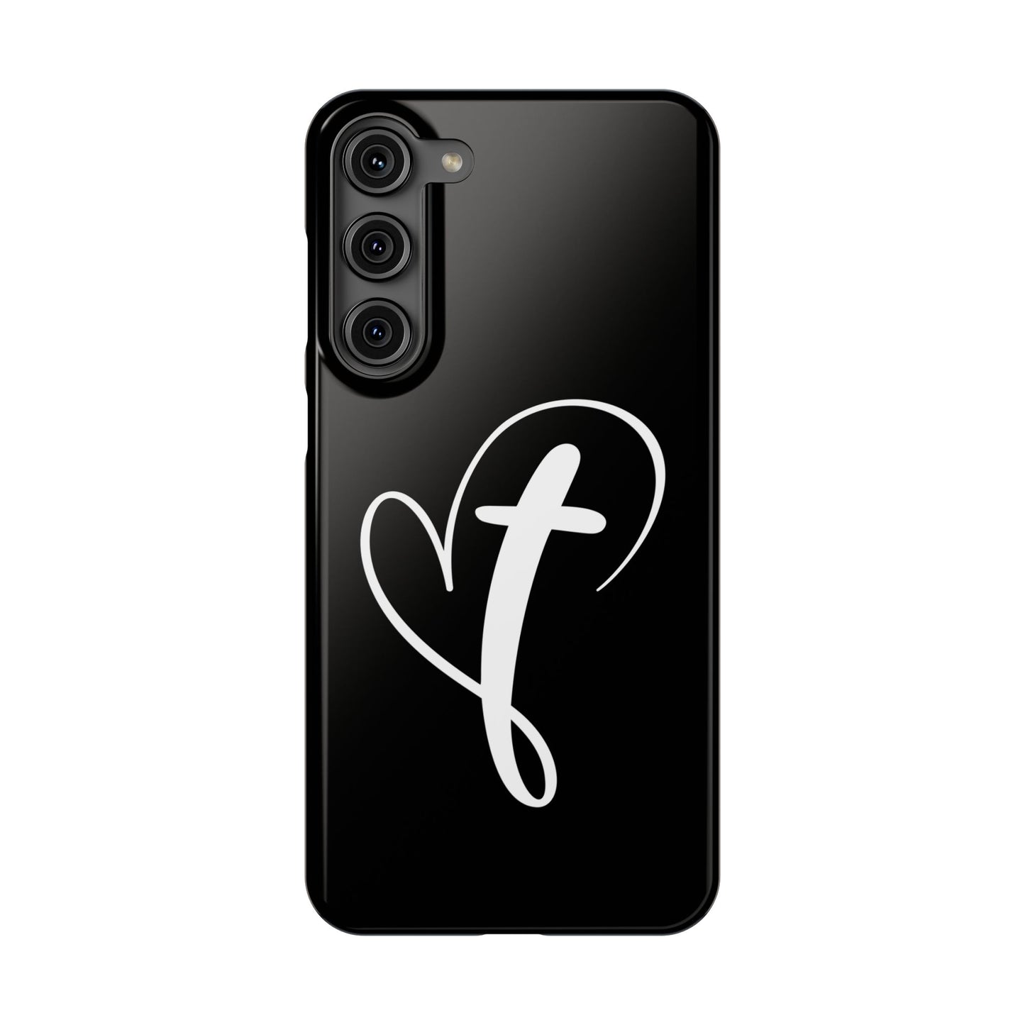 Minimalist Heart & Cross Phone Case - iPhone 11, 12, 13, 15, Samsung Galaxy