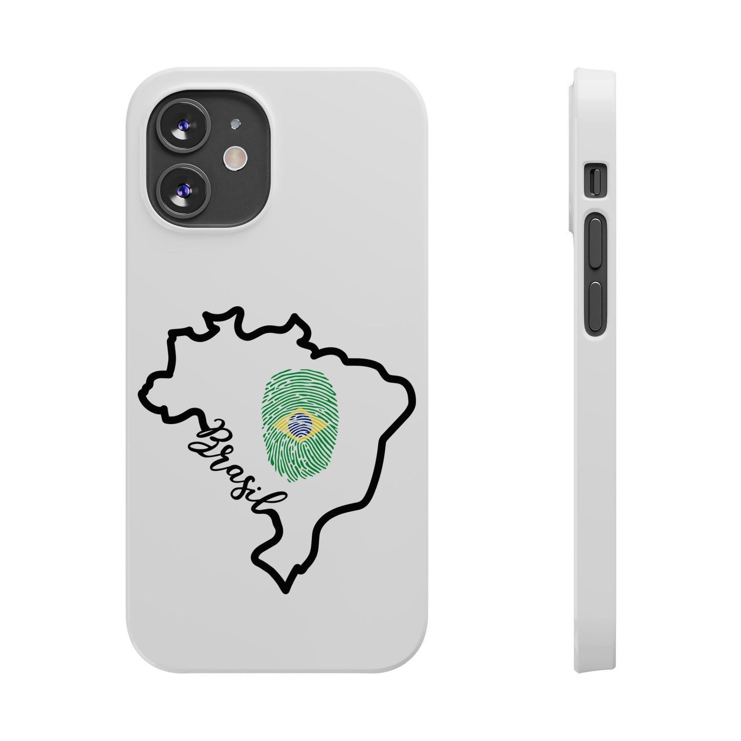 Capa de Celular iPhone X Slim, XR, XS, 7 a 15 - Branco - Bandeira Brasileira