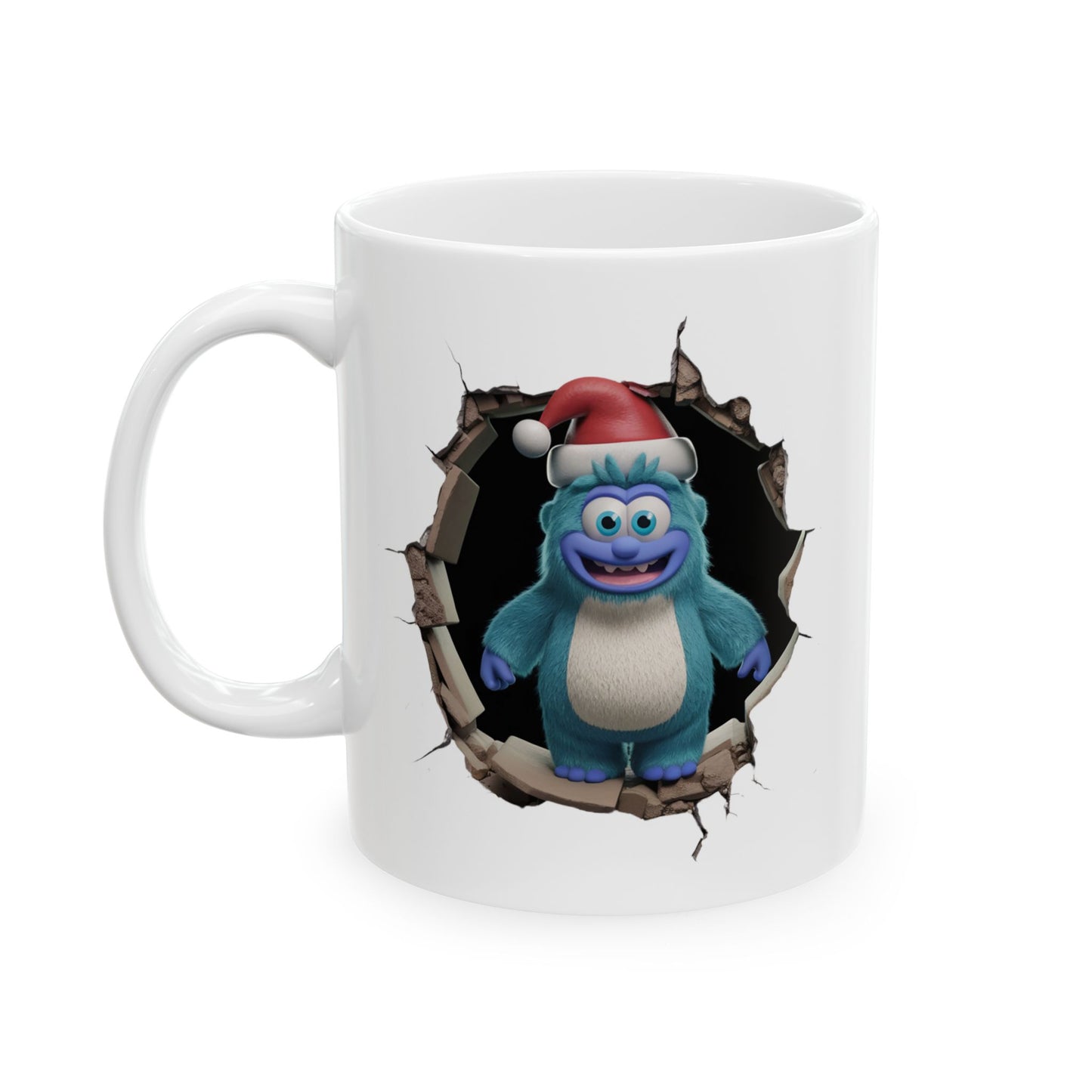 3D Hole Design Ceramic Mug - Perfect Gift for Coffee Lovers - Christmas Blue