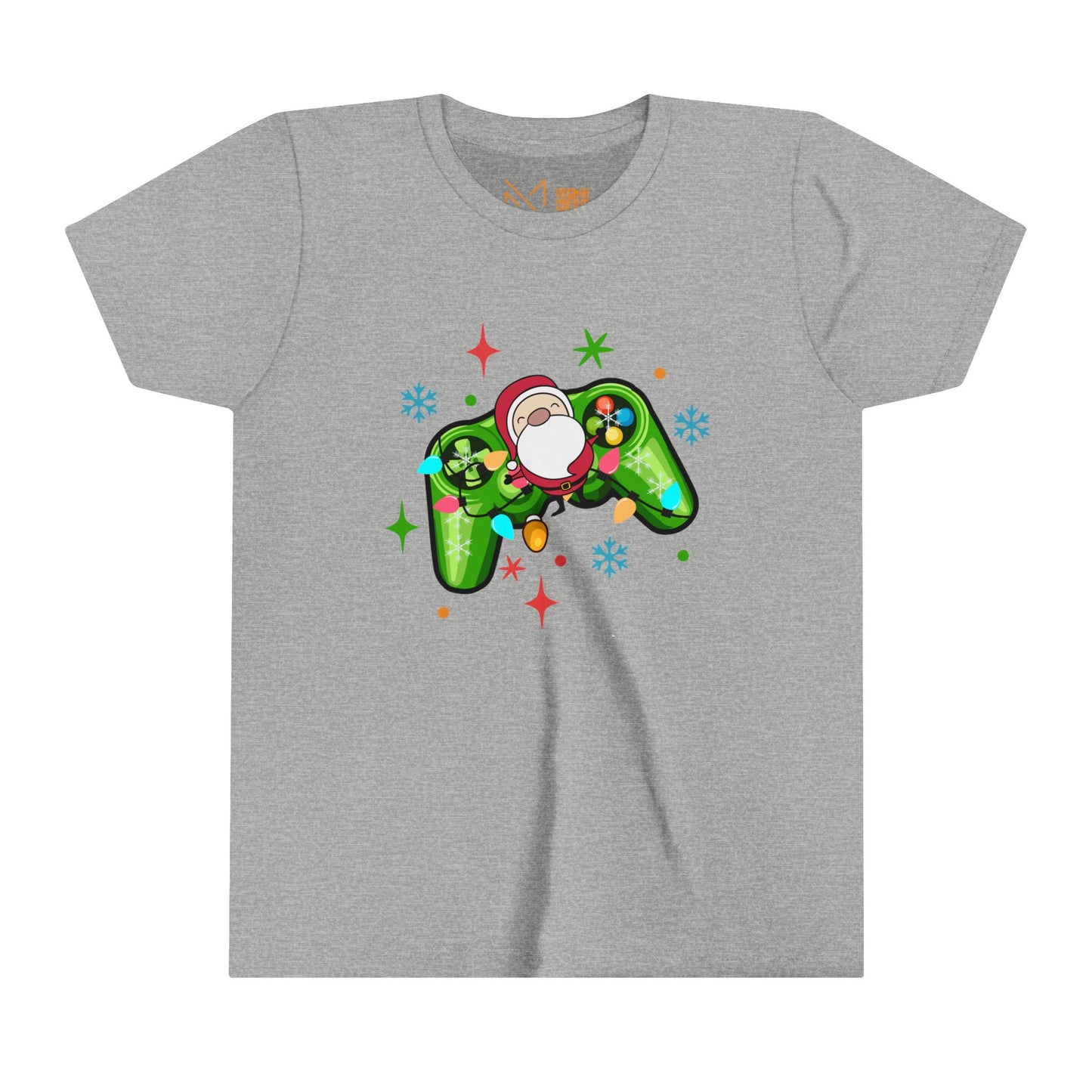 Christmas Gamer Youth Tee with Santa and Controller Design - 6 to 19 years old