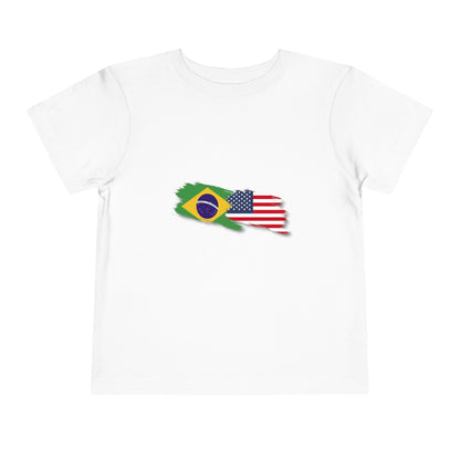 Toddler T-Shirt with Brazilian and American Flag Design - 2T to 5T - 2 a 5 anos