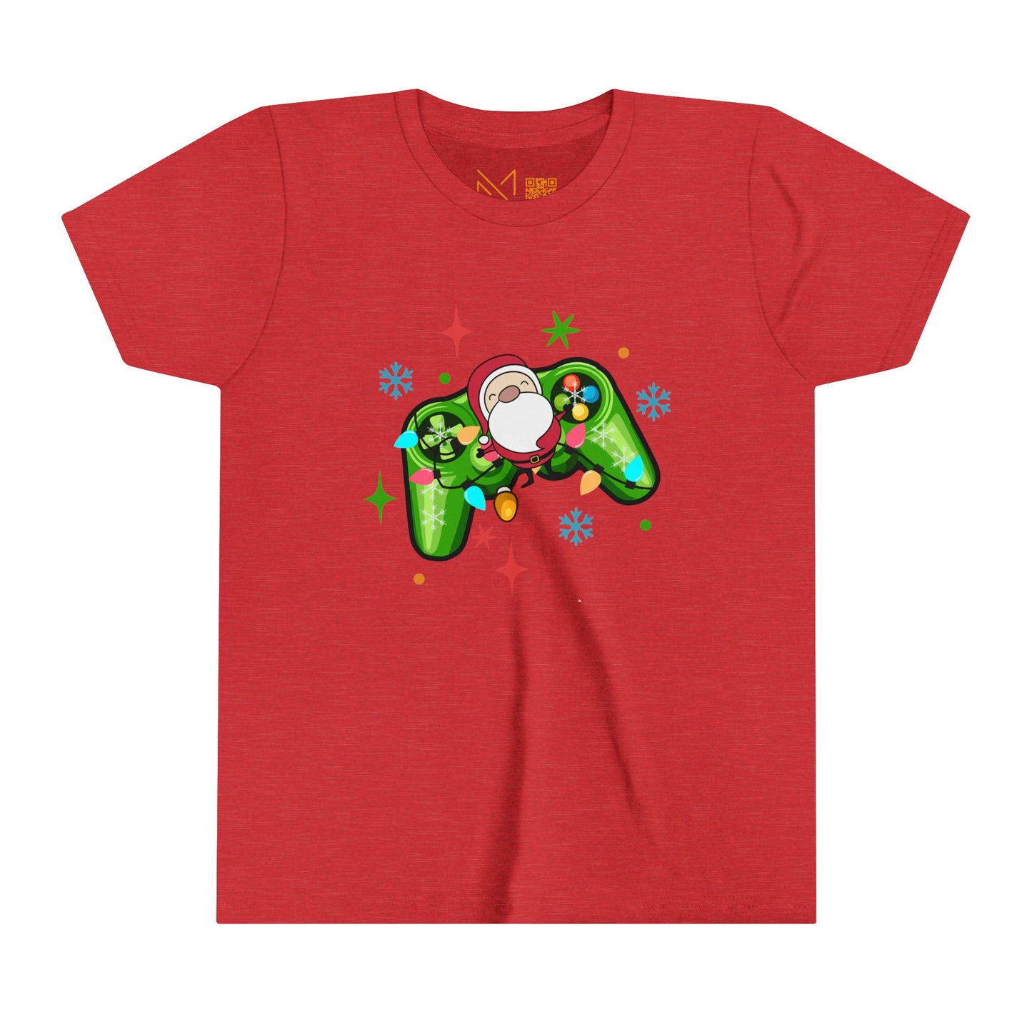 Christmas Gamer Youth Tee with Santa and Controller Design - 6 to 19 years old