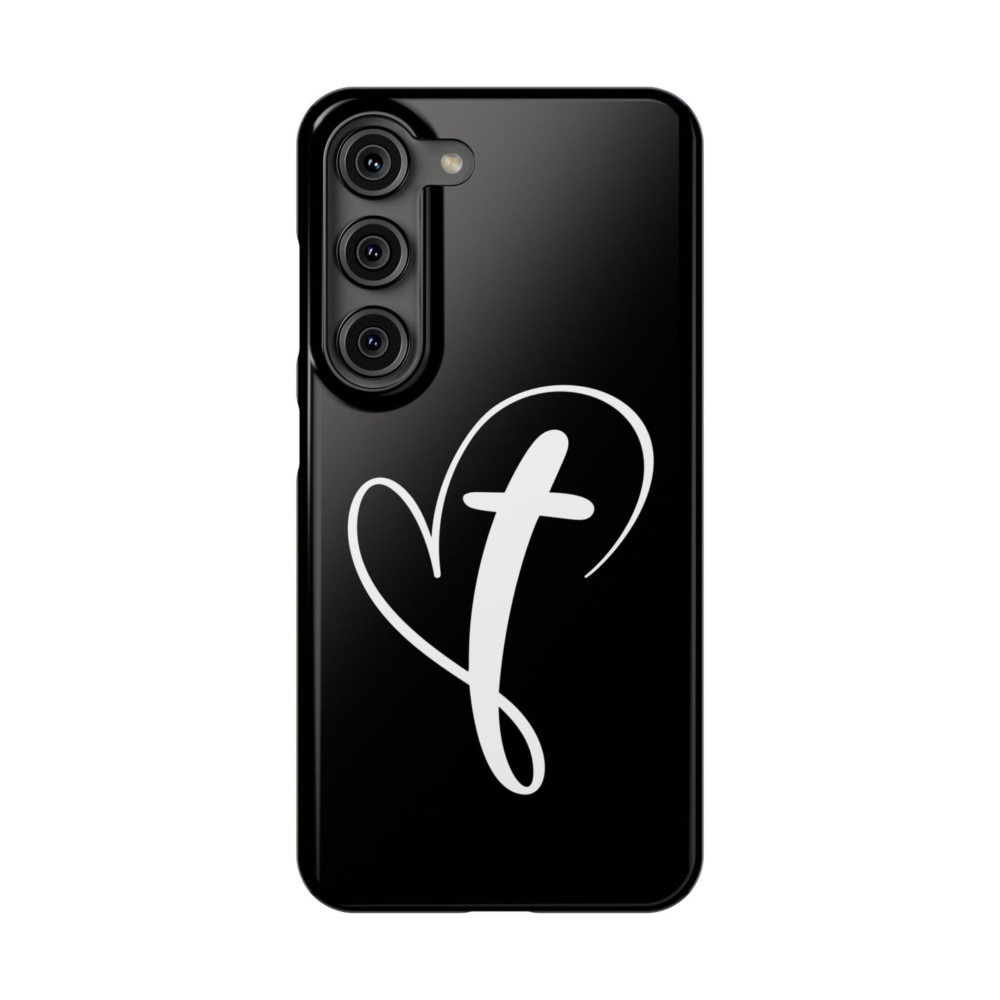 Minimalist Heart & Cross Phone Case - iPhone 11, 12, 13, 15, Samsung Galaxy