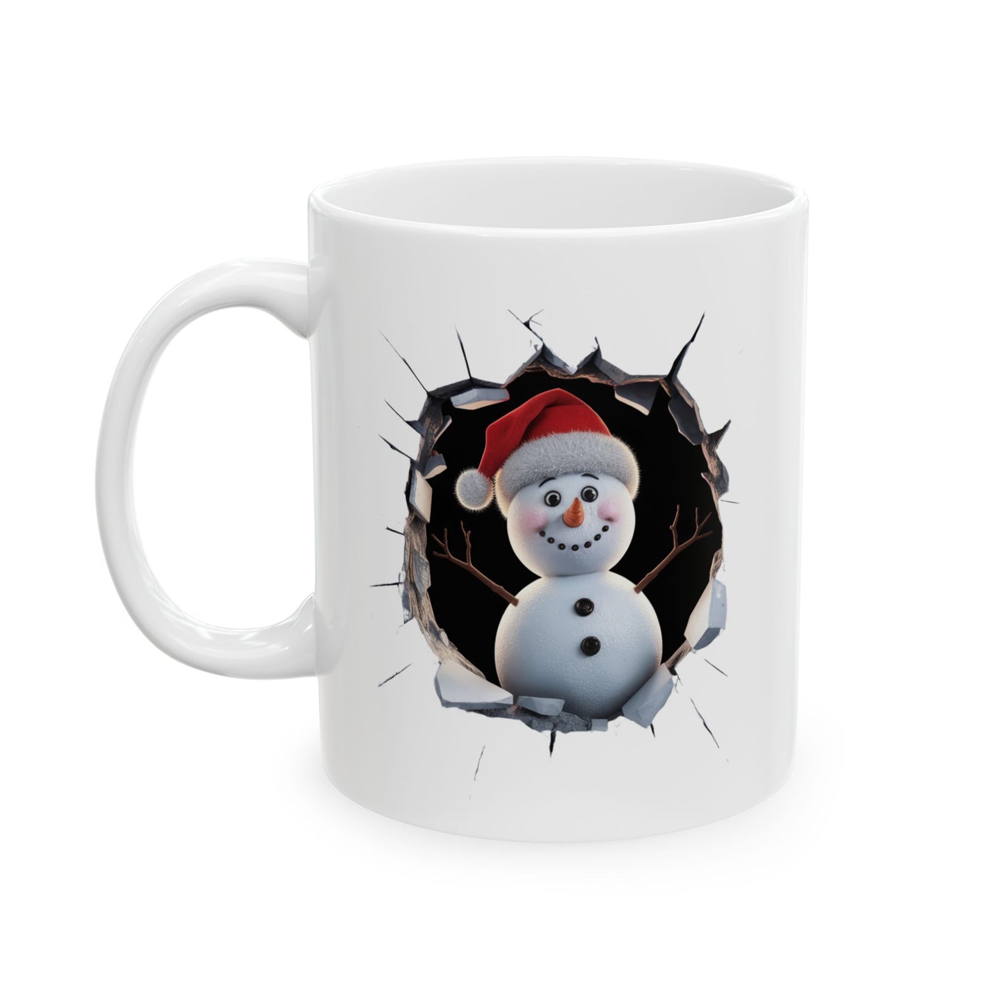 Funny 3D Hole Ceramic Mug - Snowman - Unique Gift for Coffee Lovers