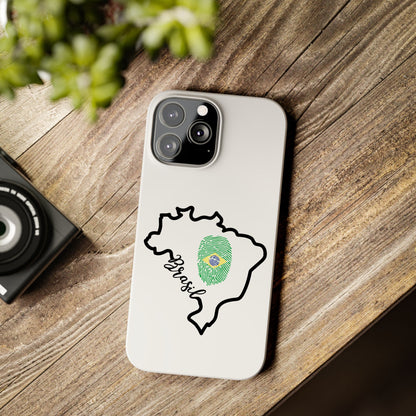 Capa de Celular iPhone X Slim, XR, XS, 7 a 15 - Branco - Bandeira Brasileira