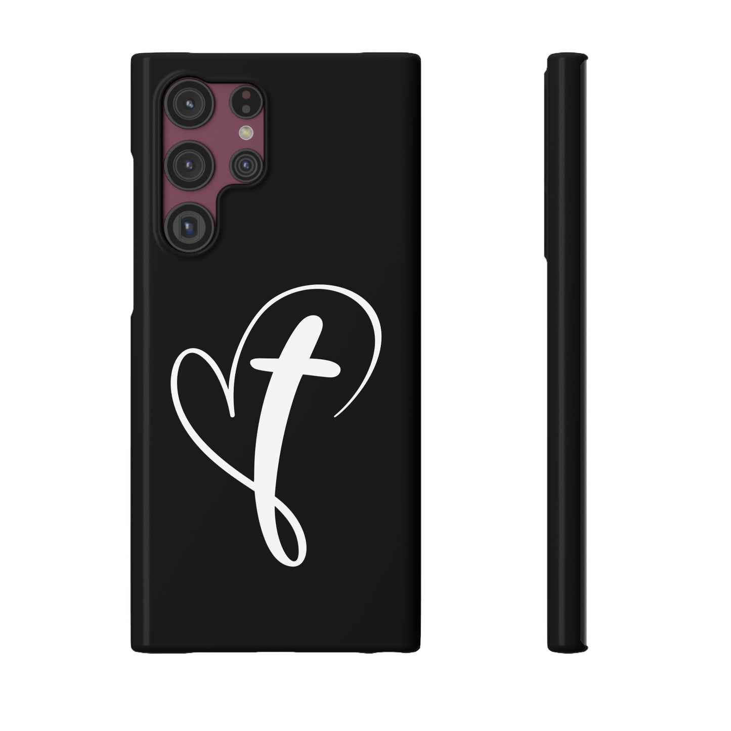 Minimalist Heart & Cross Phone Case - iPhone 11, 12, 13, 15, Samsung Galaxy