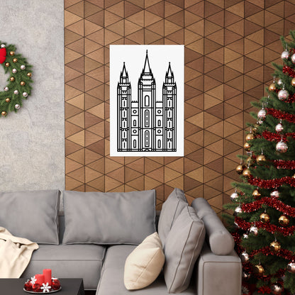 White and Black Salt Lake City Temple Art Print - Mormon Faith