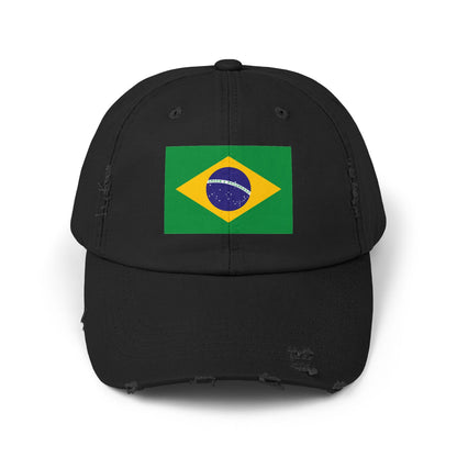 Brazil Flag Distressed Cap -  Brasil Unisex Casual Hat - South America